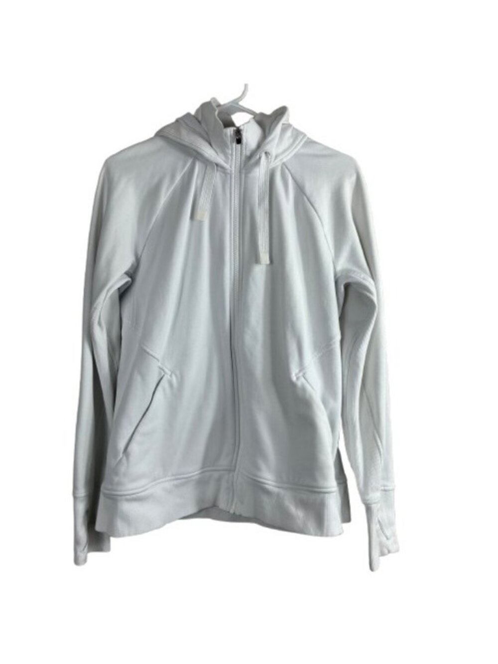 Athleta Triumph Hoodie White Athletic Jacket Sz L Gym Workout